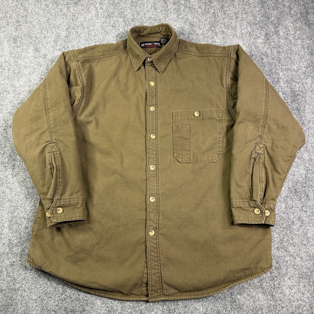 Marino Bay Natural Mens Shirt Jacket XL Brown Fleece Lined Cotton Workwear